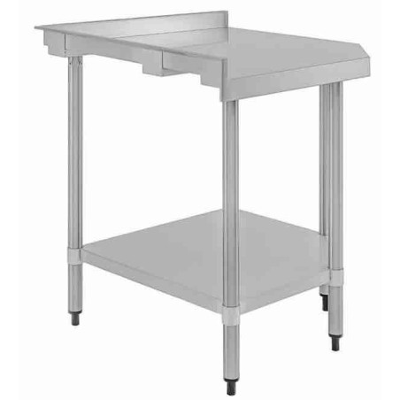 Table d'angle inox +adossement 800 x 600 x 900 mm VOGUE