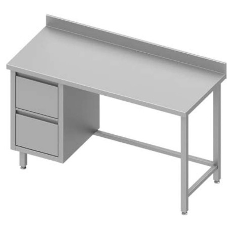 Table inox soudée 2 tiroirs + espace libre P600 STALGAST