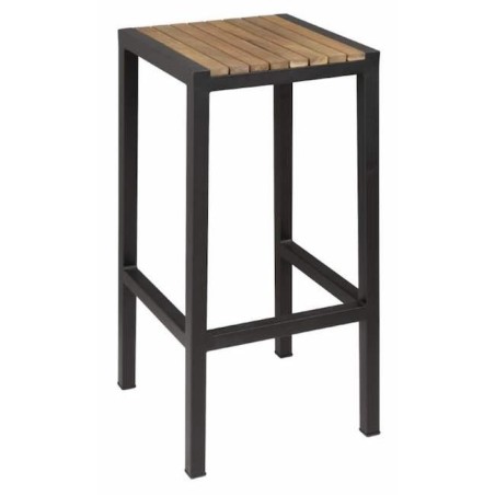 Tabourets de bar en acier et acacia BOLERO (lot de 2)