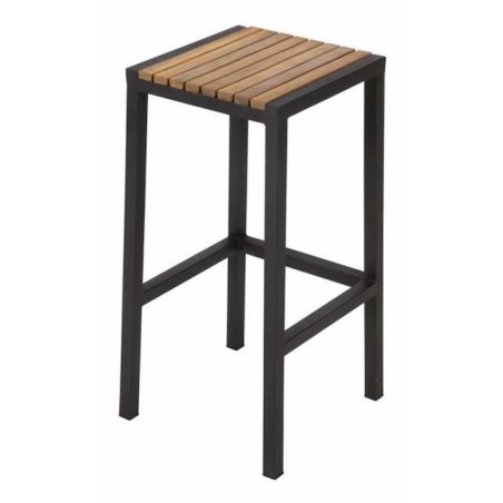 Tabourets de bar en acier et acacia BOLERO (lot de 2)