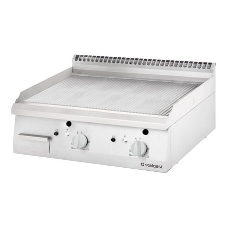 Fry-Top gaz Naturel acier rectifié rainuré 80x70x1cm STALGAST ref. 9731210