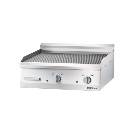 Fry-Top 400V acier rectifié rainuré 80x70x1 cm STALGAST ref. 9731200