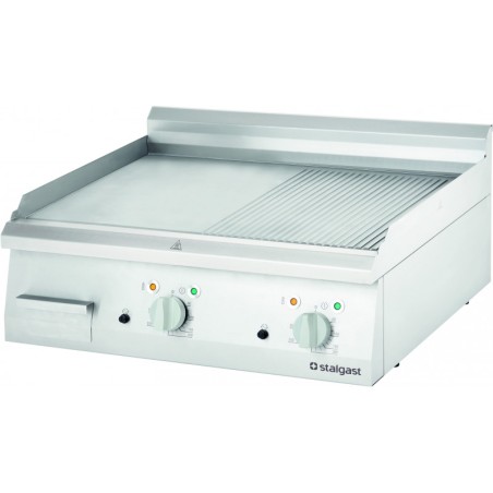 Fry-Top 400V acier rectifié semi-rainuré 80x70x1 cm STALGAST ref. 9731300